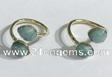 NGR1094 8*10mm faceted flat droplet amazonite rings wholesale