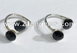 NGR1097 8mm faceted coin  black agate gemstone rings wholesale