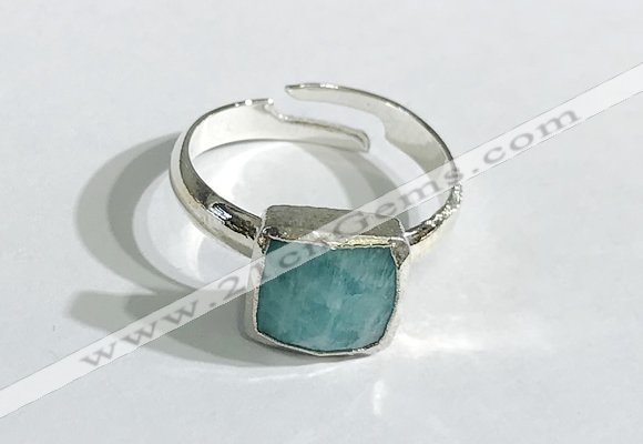 NGR1105 10mm faceted square  amazonite gemstone rings wholesale