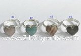 NGR1108 13mm faceted heart  mixed gemstone rings wholesale