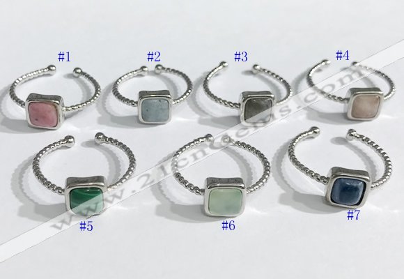 NGR1112 8mm square  mixed gemstone rings wholesale