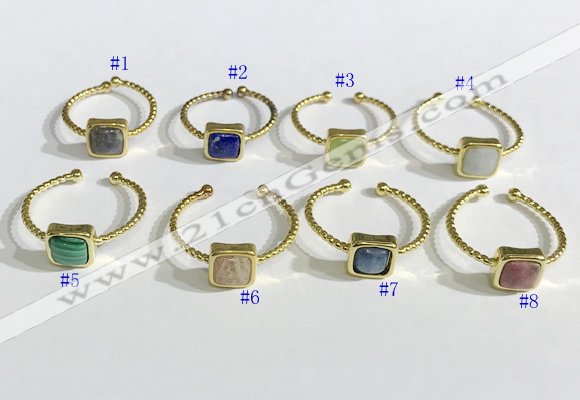 NGR1113 8mm square  mixed gemstone rings wholesale