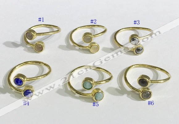 NGR1115 6mm coin  mixed gemstone rings wholesale