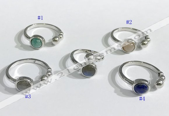 NGR1117 8mm coin  mixed gemstone rings wholesale