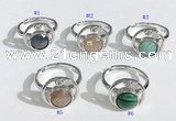 NGR1136 7mm - 11mm flat round mixed gemstone gemstone rings wholesale