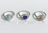 NGR1137 7mm flat round mixed gemstone gemstone rings wholesale