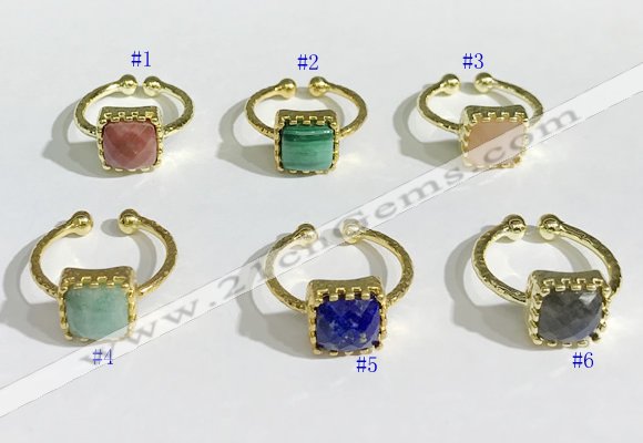 NGR1139 10mm square  mixed gemstone rings wholesale