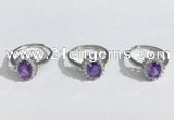 NGR1145 6*8mm faceted oval amethyst gemstone rings wholesale