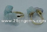 NGR12 15*20mm - 20*25mm nuggets plated druzy quartz rings