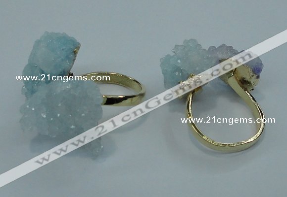 NGR12 15*20mm - 20*25mm nuggets plated druzy quartz rings