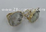 NGR127 30*35mm - 35*40mm freeform plated druzy quartz rings