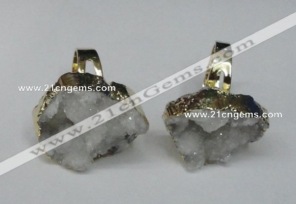 NGR129 18*25mm - 20*25mm freeform plated druzy quartz rings