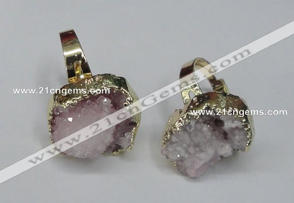 NGR130 18*25mm - 20*25mm freeform plated druzy quartz rings