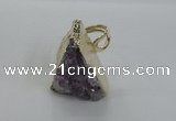 NGR137 25*30mm triangle plated druzy amethyst rings wholesale