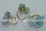 NGR15 15*20mm - 20*25mm nuggets plated druzy quartz rings