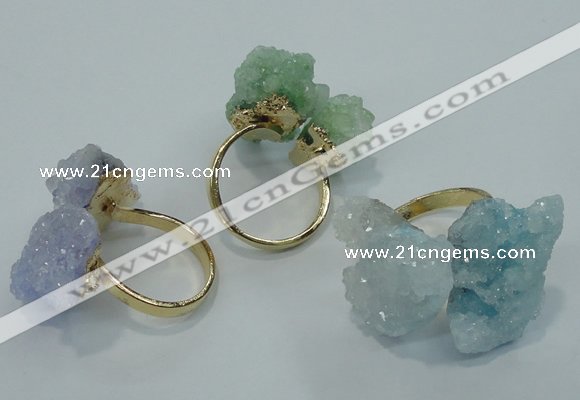 NGR15 15*20mm - 20*25mm nuggets plated druzy quartz rings