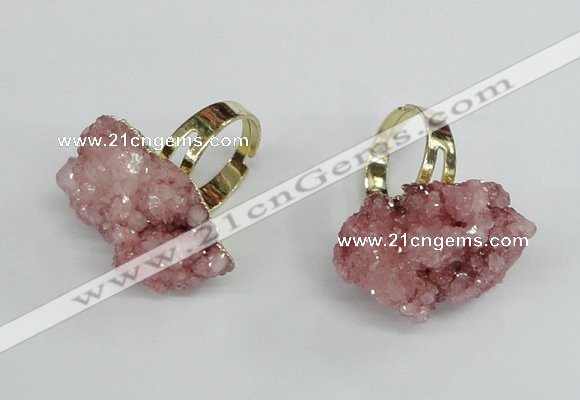 NGR16 18*25mm - 25*30mm nuggets plated druzy quartz rings