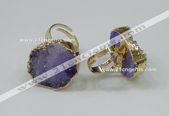 NGR160 22*30mm - 25*30mm freeform druzy agate rings wholesale