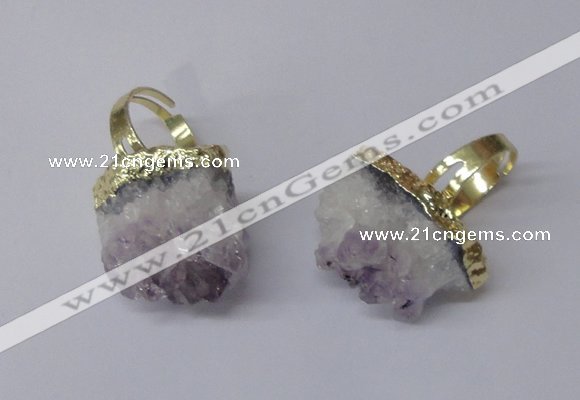 NGR166 18*25mm - 20*25mm freeform druzy amethyst rings wholesale