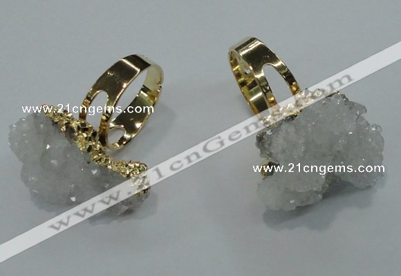 NGR17 18*25mm - 25*30mm nuggets plated druzy quartz rings