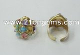 NGR173 20*25mm druzy agate gemstone rings wholesale