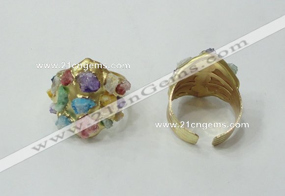 NGR173 20*25mm druzy agate gemstone rings wholesale