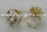 NGR175 25*30mm druzy agate gemstone rings wholesale