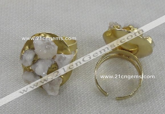 NGR175 25*30mm druzy agate gemstone rings wholesale