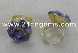 NGR177 25*30mm druzy agate gemstone rings wholesale