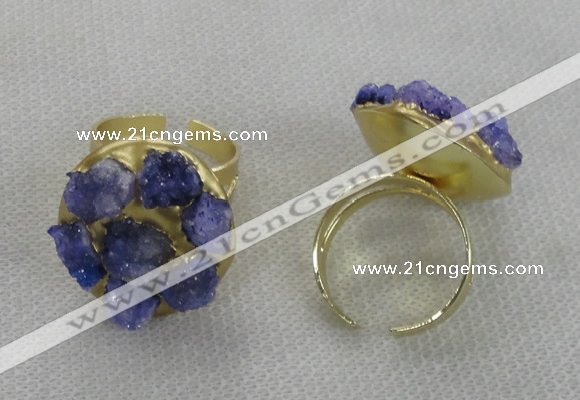 NGR177 25*30mm druzy agate gemstone rings wholesale