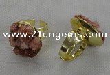 NGR178 25*30mm druzy agate gemstone rings wholesale