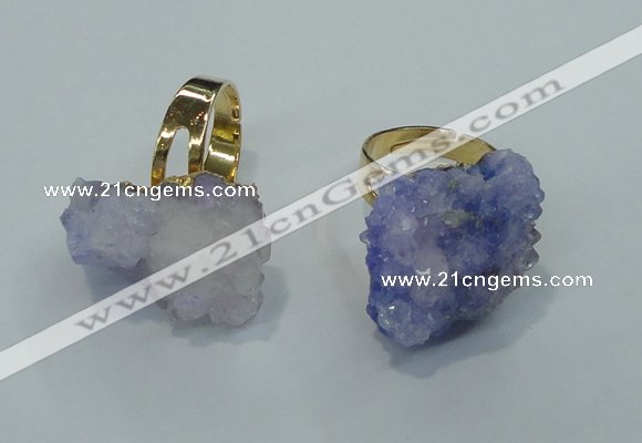 NGR18 18*25mm - 25*30mm nuggets plated druzy quartz rings