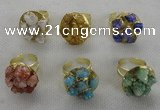 NGR181 25*30mm druzy agate gemstone rings wholesale