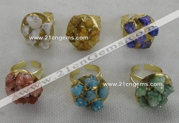 NGR181 25*30mm druzy agate gemstone rings wholesale