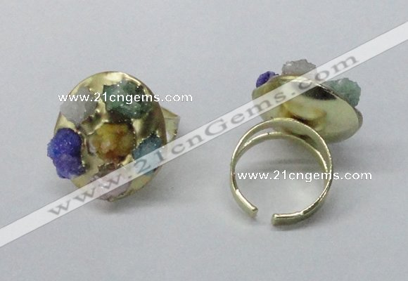 NGR183 25*30mm druzy agate gemstone rings wholesale