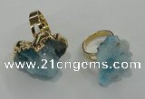 NGR19 18*25mm - 25*30mm nuggets plated druzy quartz rings