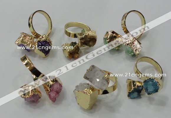 NGR191 8*10mm - 12*14mm freeform druzy agate gemstone rings