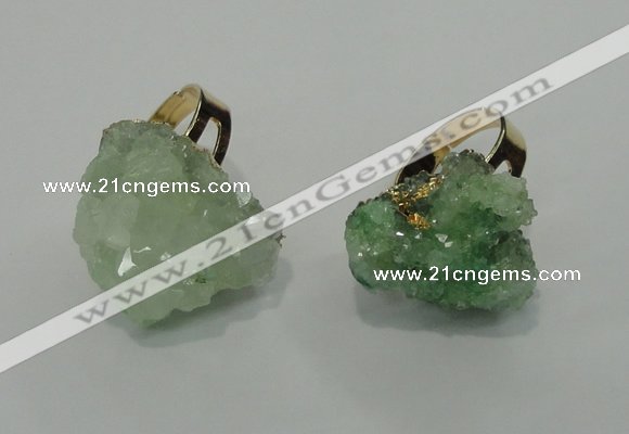 NGR20 18*25mm - 25*30mm nuggets plated druzy quartz rings