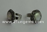 NGR2001 25*25mm flower pearl rings wholesale