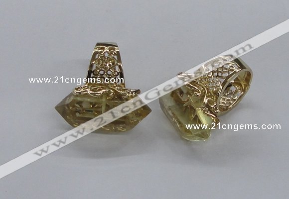 NGR201 15*25mm - 16*30mm faceted nuggets lemon quartz rings