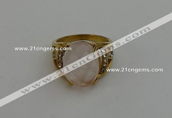 NGR2041 10*15mm faceted oval rose quartz gemstone rings