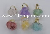 NGR21 18*25mm - 25*30mm nuggets plated druzy quartz rings