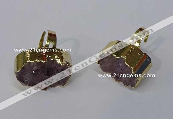 NGR210 15*25mm - 18*30mm oval druzy amethyst rings wholesale