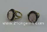 NGR2101 10*15mm faceted oval rose quartz gemstone rings