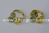 NGR212 5*8mm - 6*10mm freeform druzy agate & peridot rings wholesale