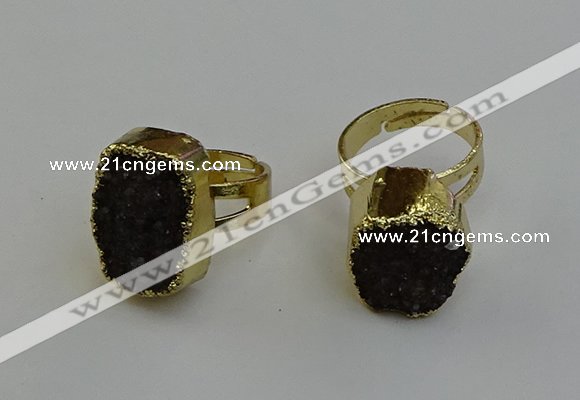 NGR2123 12*16mm - 15*20mm freeform druzy agate gemstone rings