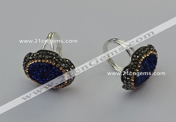 NGR2134 22*28mm - 22*30mm flower plated druzy agate rings