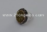 NGR2135 22*28mm - 22*30mm flower plated druzy agate rings