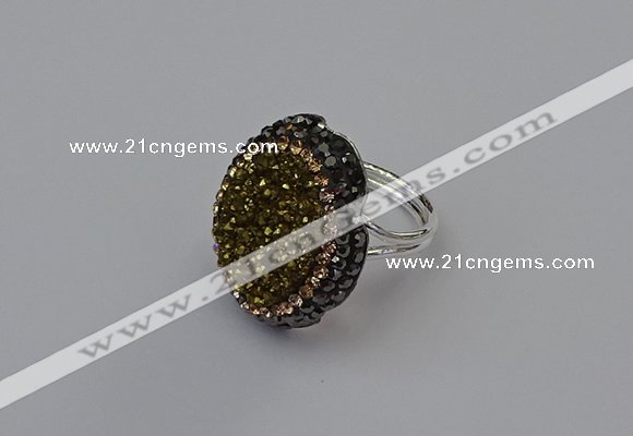 NGR2135 22*28mm - 22*30mm flower plated druzy agate rings