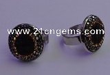 NGR2139 20mm - 22mm coin plated druzy agate gemstone rings